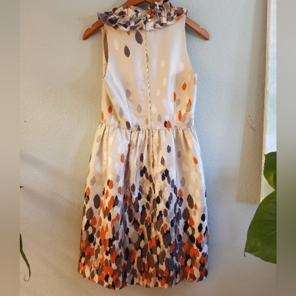 Kate Spade Champagne Lucille Ruffle Neckline Silk Flowy V Neck Classic Dress - Picture 3 of 5